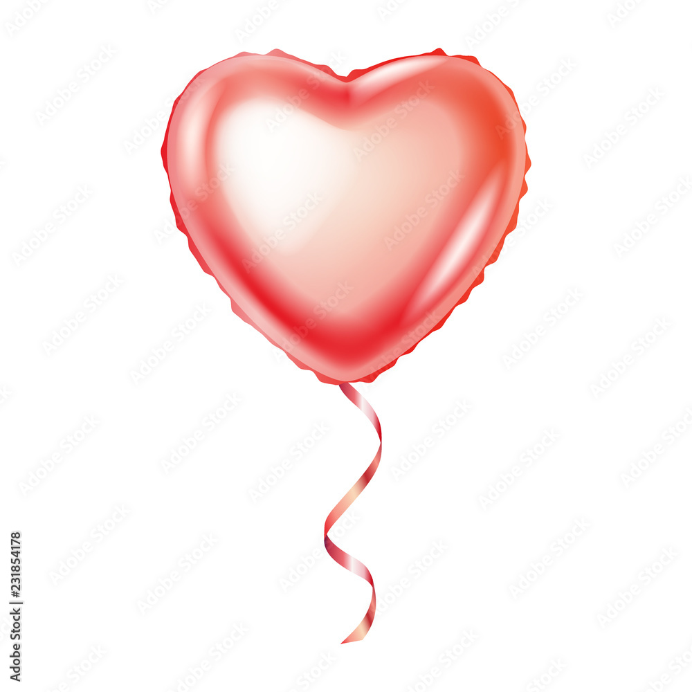 Naklejka Realistic pink heart balloon isolated on white