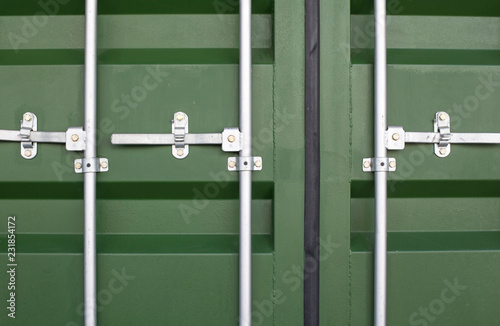 green door of cargo container box background © bong