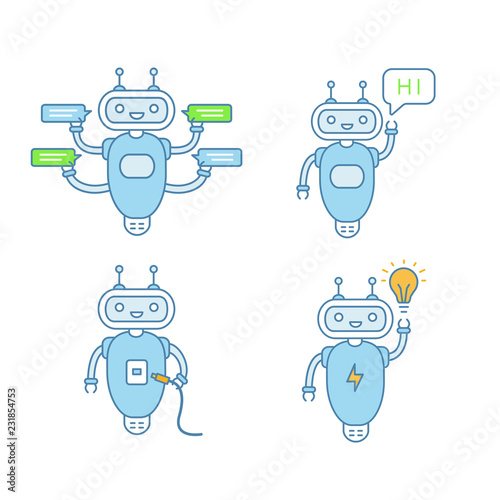 Chatbots color icons set