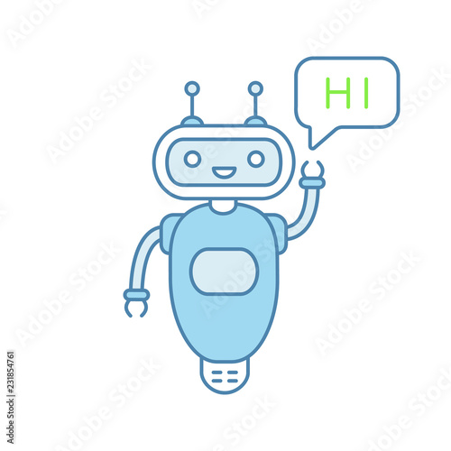 Chatbot saying hi color icon