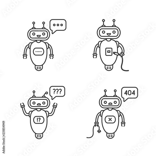 Chatbots linear icons set