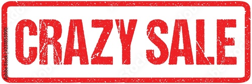 Crazy Sale Rough Letters Sign Typography Isolated on White. Red Ink Grunge Rubber Stamp