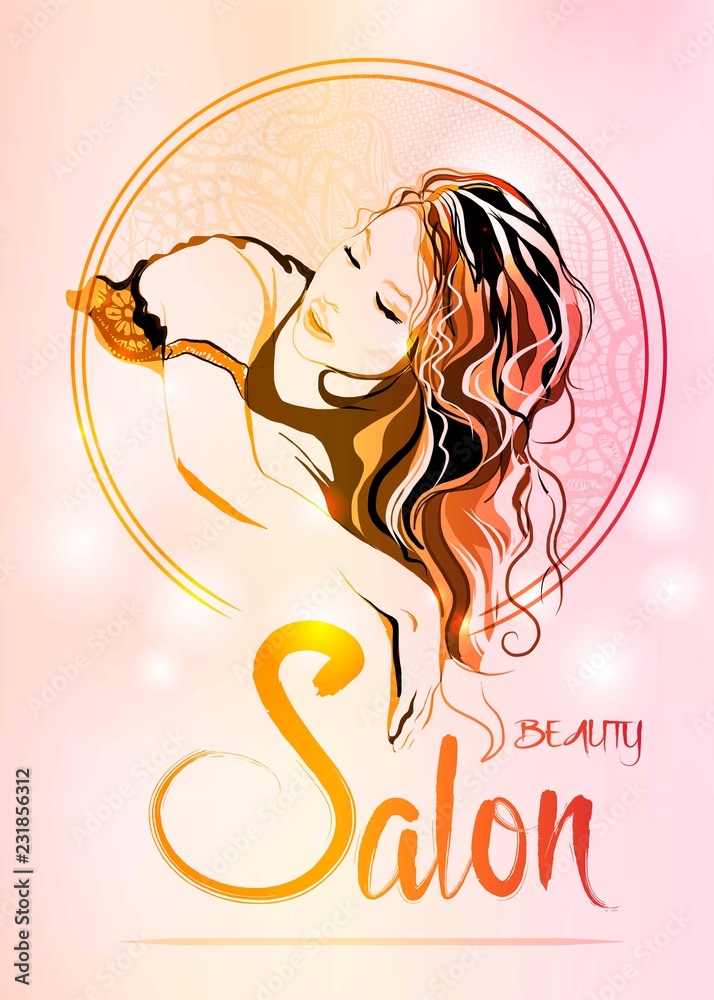 Beauty Female Face Logo  salon logo design. Creative Woman  Face Vector. Hair Salon Logo. Stock Vector | Adobe Stock
