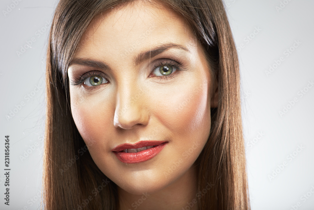 Close up beauty face portrait of smiling girl Close up beauty face portrait of smiling girl