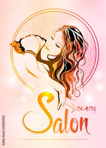 Beauty Female Face Logo Design.Cosmetic salon logo design. Creative Woman Face Vector. Hair Salon Logo.
