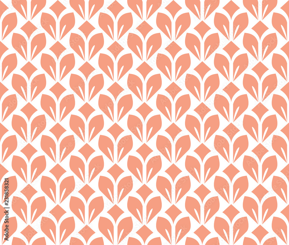Flower geometric pattern. Seamless vector background. White and pink ornament. Ornament for fabric, wallpaper, packaging, Decorative print Flower geometric pattern. Seamless vector background. White and pink ornament. Ornament for fabric, wallpaper, packaging, Decorative print