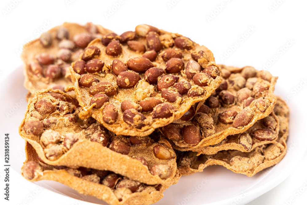 Rempeyek , fried cracker with peanut popular in Malaysia and Indonesia Rempeyek , fried cracker with peanut popular in Malaysia and Indonesia