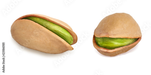 Pistachios isolated on white background including clipping path photo