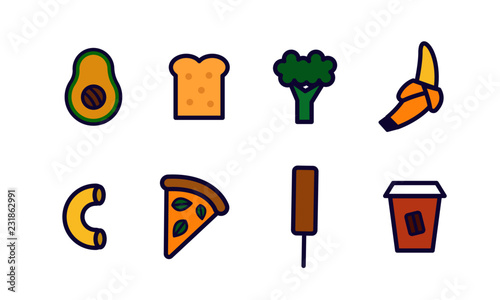 Vegan food icon set