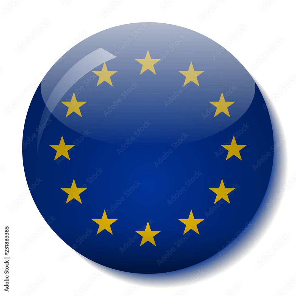 European Union flag glass button vector illustration European Union flag glass button vector illustration