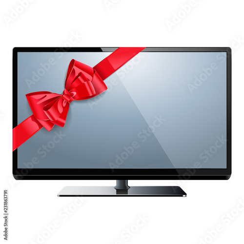 Vector Television with Red Bow