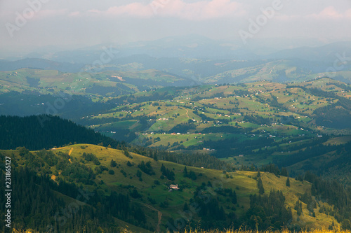 Wooden hut in the Carpathian Mountains