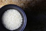 Rice, Japan in a black Bowl.