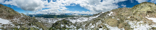 Rocks and snow in the mountains of the Alps