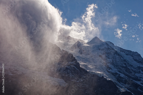 Stormy weather over Jungfrau massif - Kleine Scheidegg, Jungfrau Region, Switzerland