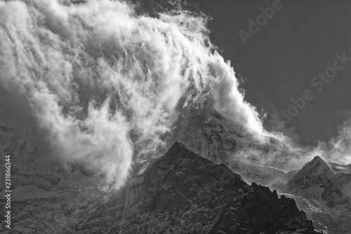Stormy weather over Jungfrau massif - Kleine Scheidegg, Jungfrau Region, Switzerland