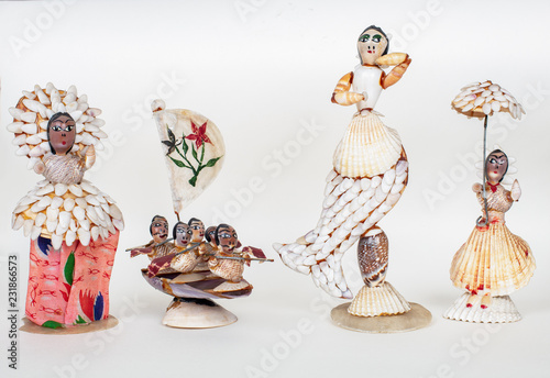 Vintage seashell dolls. Seashell Art photo