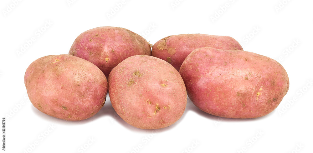 fresh potato tubers on white background fresh potato tubers on white background