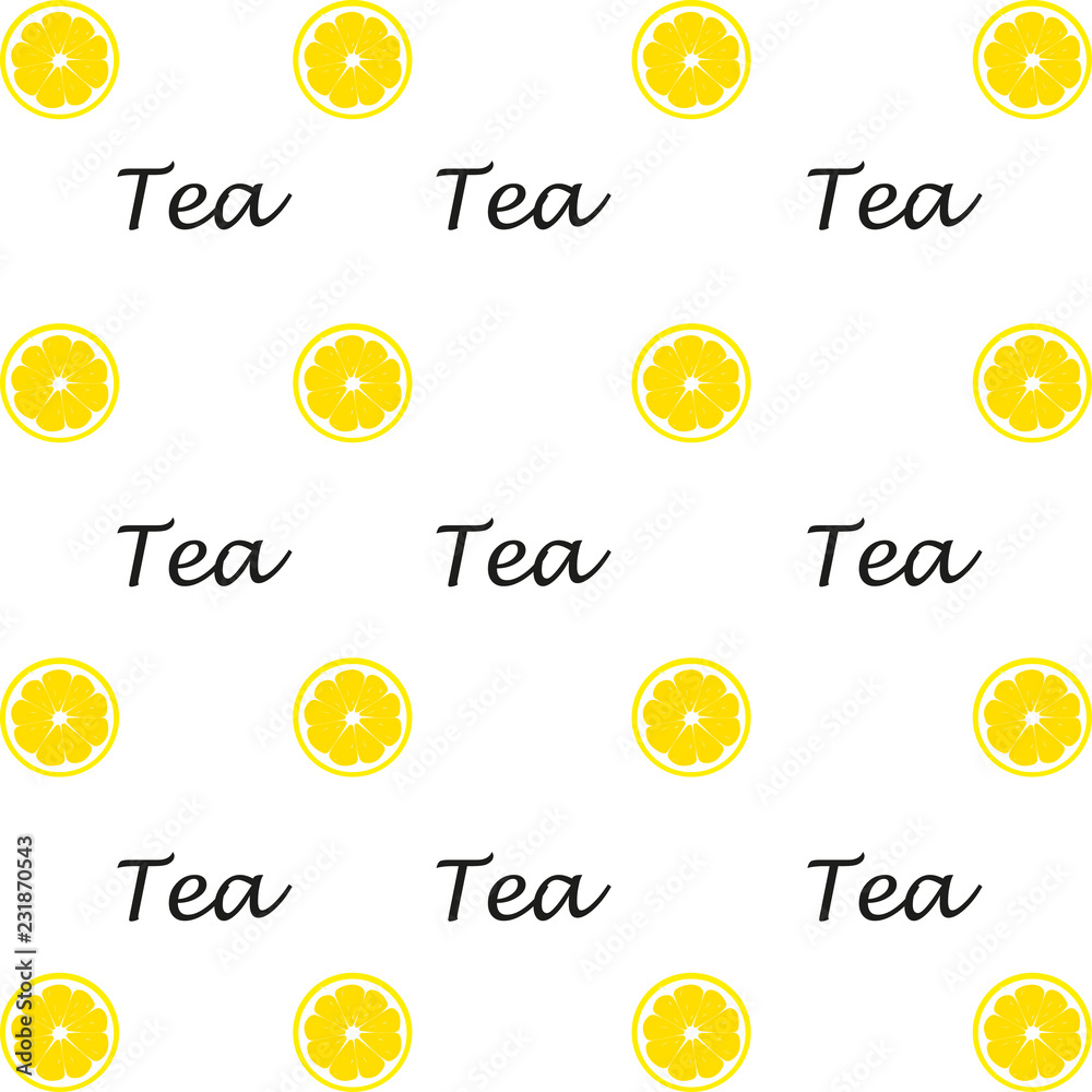 Obraz premium Text drawn tea and lemon
