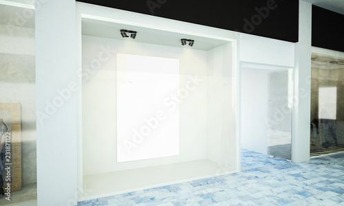 Blank poster at storefront photo