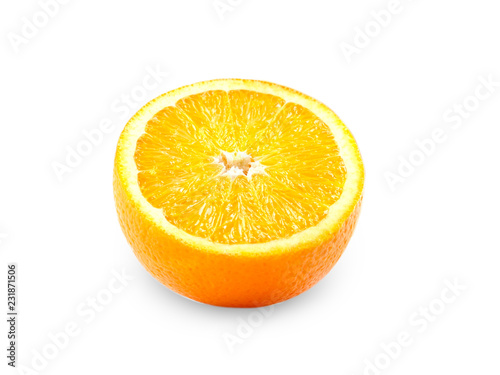 orange fruit half isolated on white background