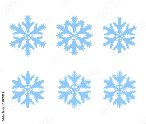 Set of vector snowflakes isolated on background. Elements for festive winter, Christmas, new year decorations.