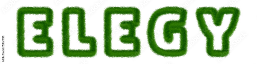 Elegy - text written with grass