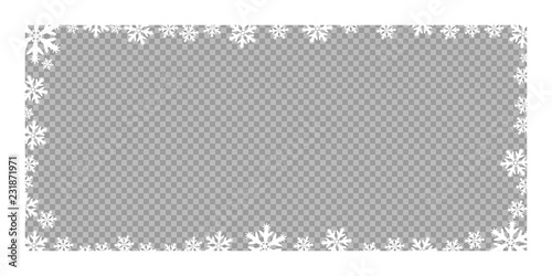 Vector frame Christmas and new year snowflakes. Vector element on a transparent, isolated background.