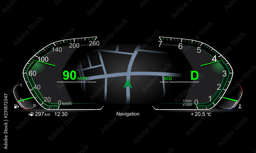 Fototapeta premium realistic electronic car dashboard.