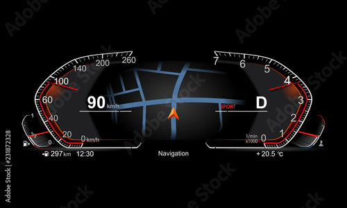 realistic electronic car dashboard.