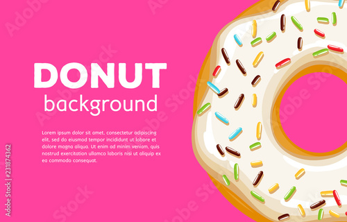 Colorful donut background. Sweet bakery vector.