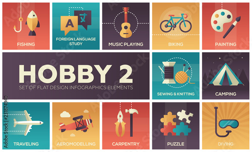 Hobby - set of flat design infographics elements