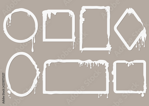 Melting Cut Paper Art Frame Set. Vector