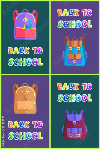 Back to School Satchel Set Vector Illustration