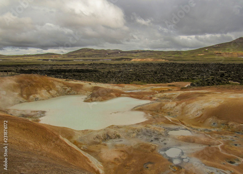 Colorful geothermal area of Leirhnjukur in Krafla area near Myvatn lake, North Iceland, Europe.