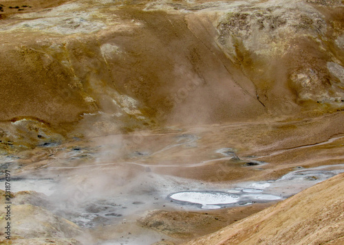 Colorful geothermal area of Leirhnjukur in Krafla area near Myvatn lake, North Iceland, Europe.