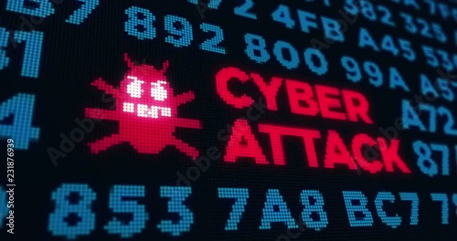 Loopable animation of cyber attack, computer protection, safety and internet security. Abstract concept background of a privacy in cyberspace.