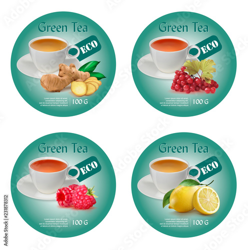 set of green tea