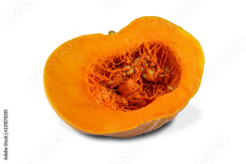 Half of pumpkin isolated on white