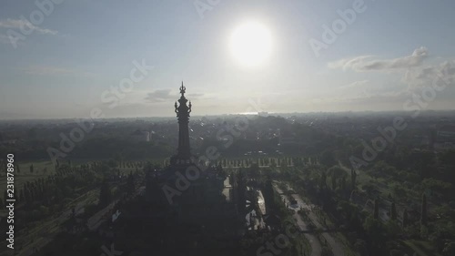 part 7 of the drone shoot of bajra sandhi monument early in the morning in the heart of denpasar, bali, indonesia photo