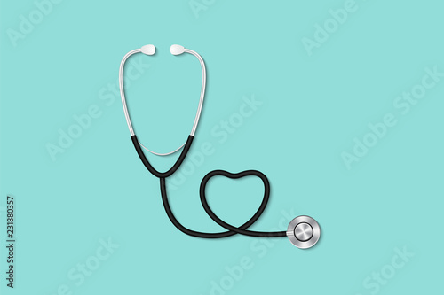 Health checkup concept, Doctor's desktop workspace with stethoscope