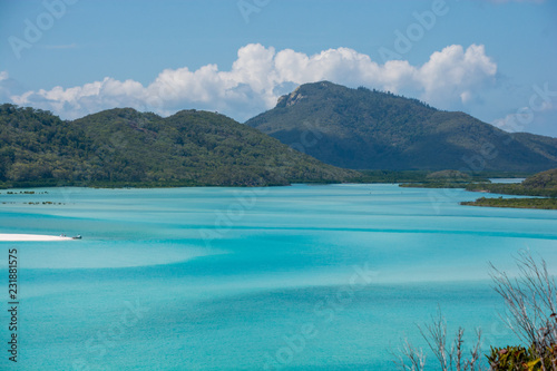 Whitehaven Beach in the Whitsunday Islands, Queensland, Australia on a sunny day