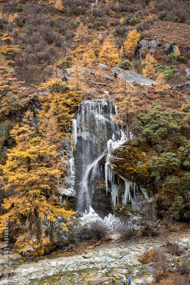 Ice waterfall in yading nature Reserve, China