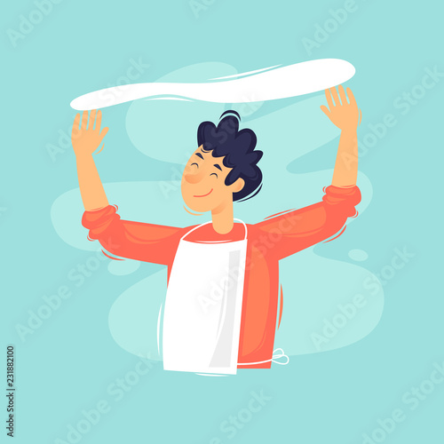 Man making pizza. Flat design vector illustration