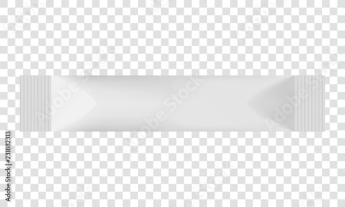 Realistic white blank template packaging sugar stick. Food packing coffee, salt, sugar, pepper, spices. Template for mock up your design. Vector eps10.