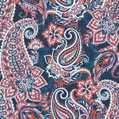 Fotobehang Paisley patronen Levendig paisley dessin vector textiel  © antalogiya