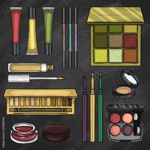 Set of eyeshadow products