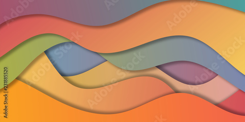 Modern design template with empty wave shaped header. Illustration with abstract background and gradient colors.