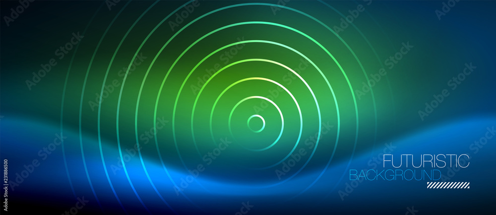 Neon glowing circles background Neon glowing circles background