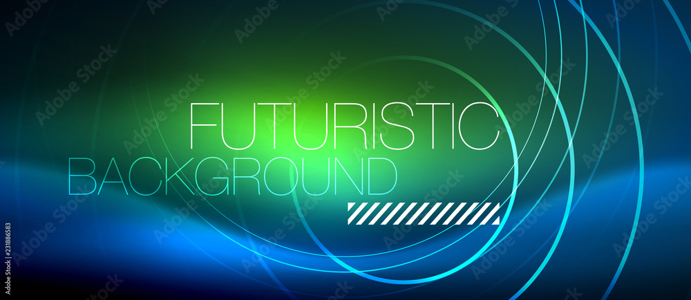 Neon glowing circles background Neon glowing circles background
